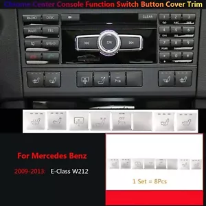8x Car Center Console Function Switch Button Cover Trim For Mercedes Benz E W212 - Picture 1 of 4