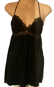 Eberjey Black Lace Nightgown Babydoll Chemise Slip Dress Nightie Size Medium - Picture 1 of 7