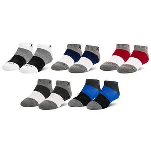 Basix Kids Ankle Socks, Durable Comfort Cotton, 4 Block Stripe 5 Pack, Ages 4-7 - Picture 1 of 5