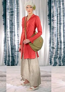 CRINKLE LINEN BUTTON DOWN SHIRT POCKETS LONG TUNIC MADE IN EUROPE ORGANIC LINEN - Picture 1 of 19