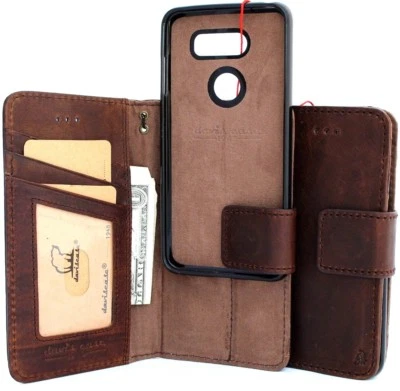 genuine leather case for LG V30  wallet cover book holder magnetic detachable 30 - Image 1 of 4