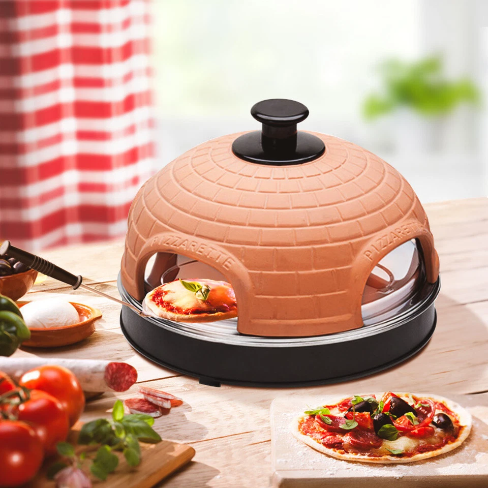 Monsterzeug Mini Pizza Stein-Ofen mit Haube aus echtem Terrakotta - Bild 1 von 4