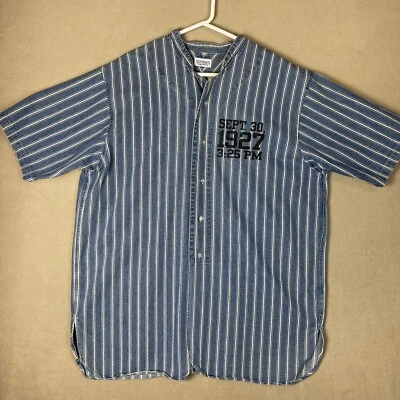 J Peterman Shirt Men Extra Large Blue VTG Denim Sept 30 1927 Babe Ruth MLB Adult - Image 1 of 4