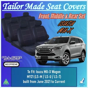 Custom Neoprene Seat Covers for Isuzu MUX MU-X (3 Rows): from 06/2021 to Current - Picture 1 of 16