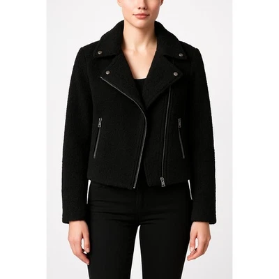 Chaqueta de moto Max Studio negra imitación piel de oveja M Foto 1 de 4