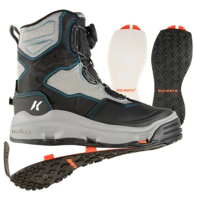 Bota de pesca para mujer KORKERS Darkhorse gris/aqua con sistema de suela OmniTrax Foto 1 de 4