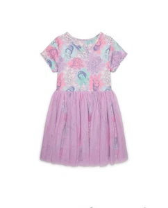 Disney Princess Girls All Over Print Tulle Dress with Short-Sleeves, Sizes 10-12 - Picture 1 of 10