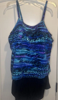 Traje de baño TrimShaper Farrah Bengala de una pieza mameluco talla 20W playa piscina vacaciones Foto 1 de 4