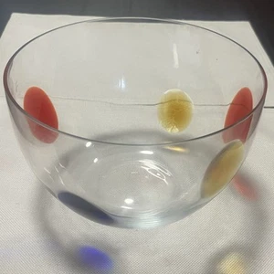 Carlo Moretti Style Glass Serving Bowl 9” Diameter - Colored Glass Orbs - Picture 1 of 9