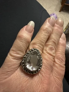 Brighton Your True Color Teardrop Crystal Rope Silver Band Size 7 Ring - Picture 1 of 5