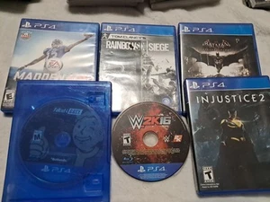 PS4 Game Lot Untested Batman Arkham Knight, Injustice 2, Fallout 4, Rainbow Six - Picture 1 of 7