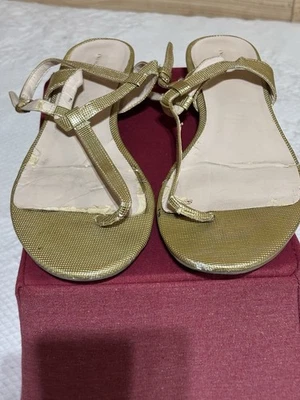 Nine West Gold Flat Strappy Sandal 11 M - Image 1 of 4