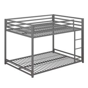 Miles Metal Full/Full Bunk Bed, Silver - Picture 1 of 9