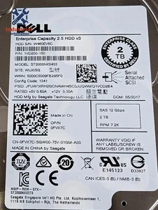 FVX7C 0FVX7C Dell ENTERPRISE 2TB 7.2K RPM 12Gb/s 2.5" SAS HDD Hard Drive 0 HOURS - Picture 1 of 4