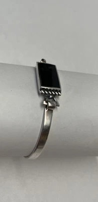 925 Sterling Silver Black Onyx Bangle Bracelet 15.97g Thailand - Image 1 of 4