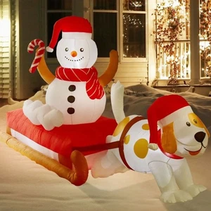 Nifti Nest Christmas Inflatable Sled Snowman With Built-in LED Lights - Picture 1 of 7