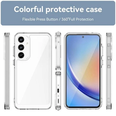 Custodia ibrida trasparente in TPU acrilico per Samsung Galaxy A55 serie - Immagine 1 di 4