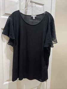 Calvin Klein Mujer Talla XL Precioso Top Fluido Negro Mangas Cortas Mujer - Imagen 1 de 3