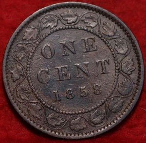 🇨🇦 1858 Queen Victoria Large One Cent "Choice Better Date" Coin Canada - Picture 1 of 2