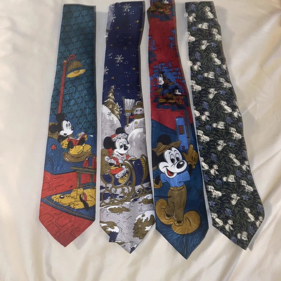 Men’s Christmas Disney Neck Ties Set Of 4 (Mickey mouse x3 & 101 Dalmation’s) - Image 1 of 4
