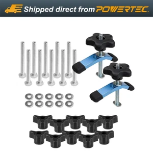 Powertec 71842 T-Track Knöpfe, Sechskantschrauben & Unterlegscheiben, 2 Mini Niederhalter - Bild 1 von 9