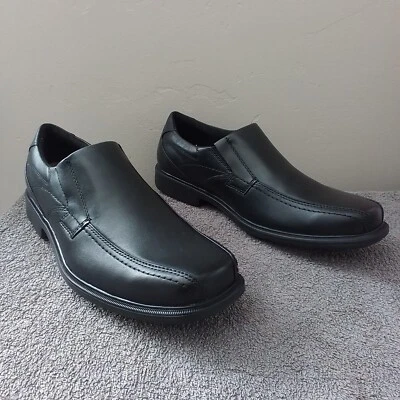 Zapatos de vestir Oxford de cuero negro sin cordones con puntera cuadrada Dunham Dillon talla 10,5 D Foto 1 de 4