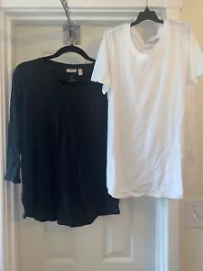 LOGO Principios de Lori Goldstein JUEGO DE DOS Prendas para el torso modales de algodón NEGRO/BLANCO XS - Imagen 1 de 1