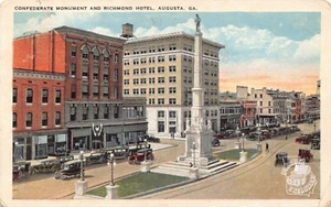 GA~GEORGIA~AUGUSTA~MONUMENTO CONFEDERADO Y HOTEL RICHMOND~ENVIADO POR CORREO 1925 - Imagen 1 de 3