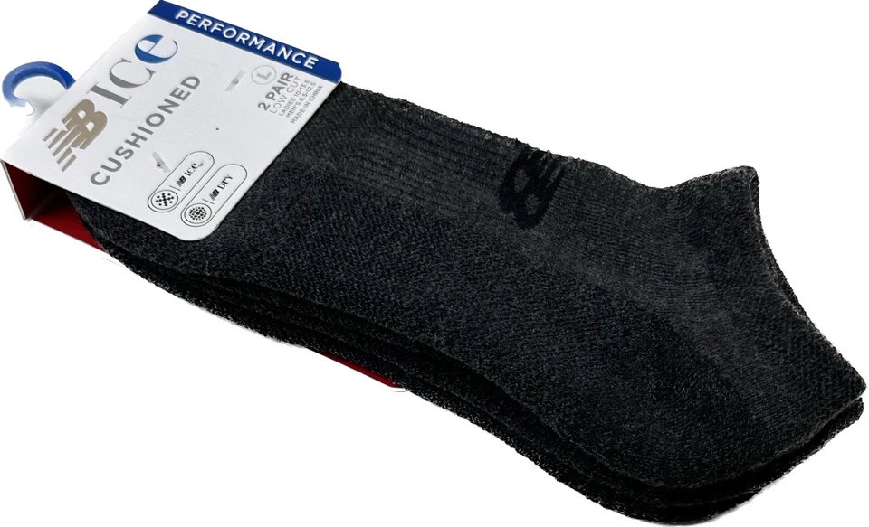 New Balance Adulto 2 Pk Gris Corte Bajo Poliéster NB Ice Performance Calcetín Conjunto Talla L Foto 1 de 2