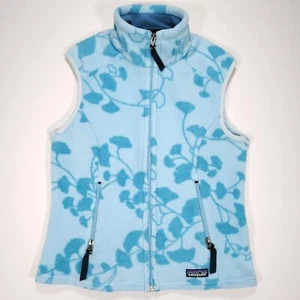 Gilet donna Patagonia Synchilla full zip tasche blu taglia S raro motivo floreale - Foto 1 di 11