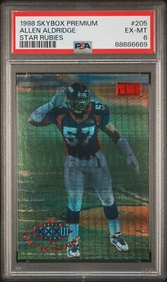 1998 Skybox Premium #205 Star Rubies /50 Super Bowl XXXII Allen Aldridge PSA 6 - Image 1 of 2