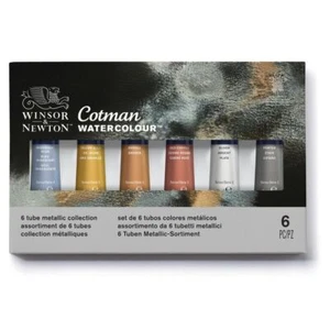 Winsor & Newton Cotman Watercolour Metallic Paint Set 6 x 8ml - Picture 1 of 7
