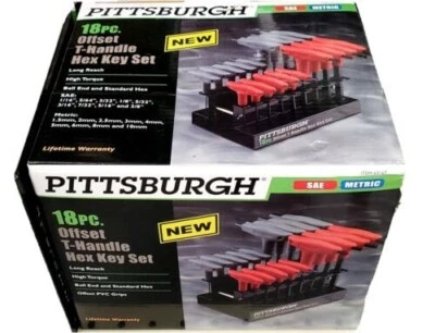 18 Pc SAE & Metric T Handle Allen Wrench Ball End Hex Key Set - Image 1 of 2