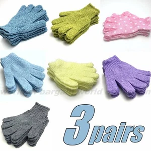 6 pieces BATH GLOVES Shower Scrubber Back Scrub Exfoliating Body Massage Sponge - Picture 1 of 9