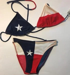 TEXAS FLAG STRING BIKINI - SIZE 13/14 - Tx Lonestar swimsuit - Picture 1 of 6