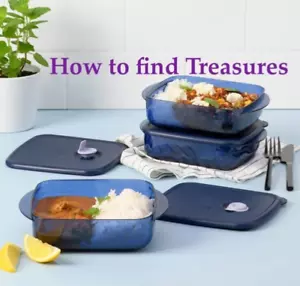 BRAND NEW TUPPERWARE HEAT AND EAT VENT AND EAT MICROWAVE RECTANGLE BLUE - Picture 1 of 4