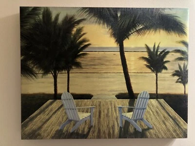 "Arte de pared en lienzo decoración del hogar palmeras y paisajes de playa tamaño: 15,5"" x 19,5""" Foto 1 de 4