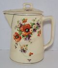 Vintage Canonsburg Pottery Co Pitcher With Lid Poppy Flowers