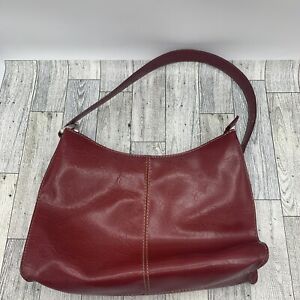 Liz Claiborne Small Red Hand Bag Shoulder Bag Faux Leather Zipper Closure