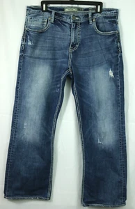 Men's BKE Denim Tyler Bootcut Jeans 34 x 28 Relaxed Fit Distressed Cotton Jeans - Picture 1 of 7