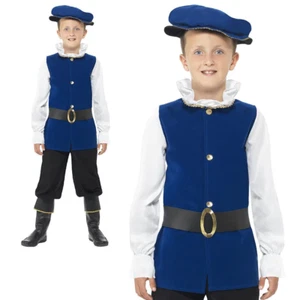 Tudor Boy Fancy Dress Costume Kids Medieval King Book Week Child Outfit New - Picture 1 of 5