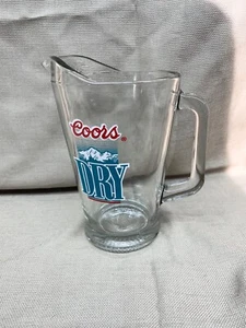 Coors Dry Beer Heavy Clear Glass Beverage Pitcher 9" Tall x 5" see pics - Picture 1 of 18