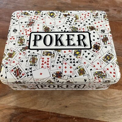 VTG PLAY PROFESSIONAL POKER by Jax Ltd 2004 Set in White Tin preowned VG - Image 1 of 3