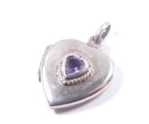 Liebe Herz Medaillon 925 Sterling Silber Stein besetzt 4g - Bild 1 von 8