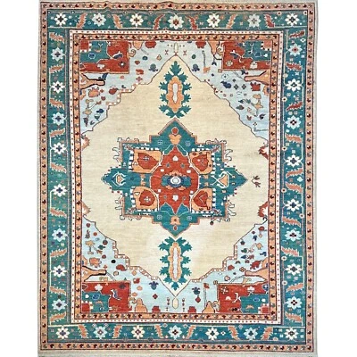 Alfombra de lana tribal afgana oriental medallón hecha a mano (8'2" x 9'8") Foto 1 de 4