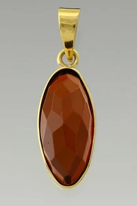 Echt BALTISCHER BERNSTEIN Silber vergoldet Cognac facettiert Anhänger 5,4g P161130-12 - Bild 1 von 4