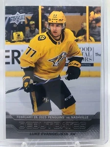 2023-24 UD Series 1 Luke Evangelista Debut Dates Card #DD-3 Nashville Predators - Picture 1 of 2