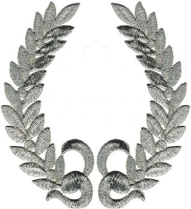 5" Metallic Silver Olive Branch Laurel Wreath Crest Embroidery Patch - Picture 1 of 1