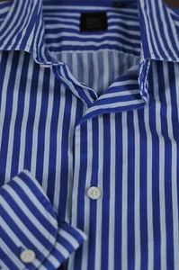 Saks Fifth Avenue Men's Blue & White Stripe Cotton Casual Shirt S Small - Picture 1 of 3