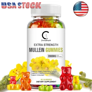 60pcs Mullein Leaf Gummies 2000mg ,Support Lung Cleanse & Detox,Natural Herbal - Picture 1 of 12